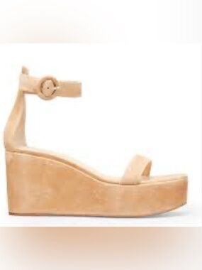 Gianvito Rossi Neutral Suede Platform Wedge Sandals